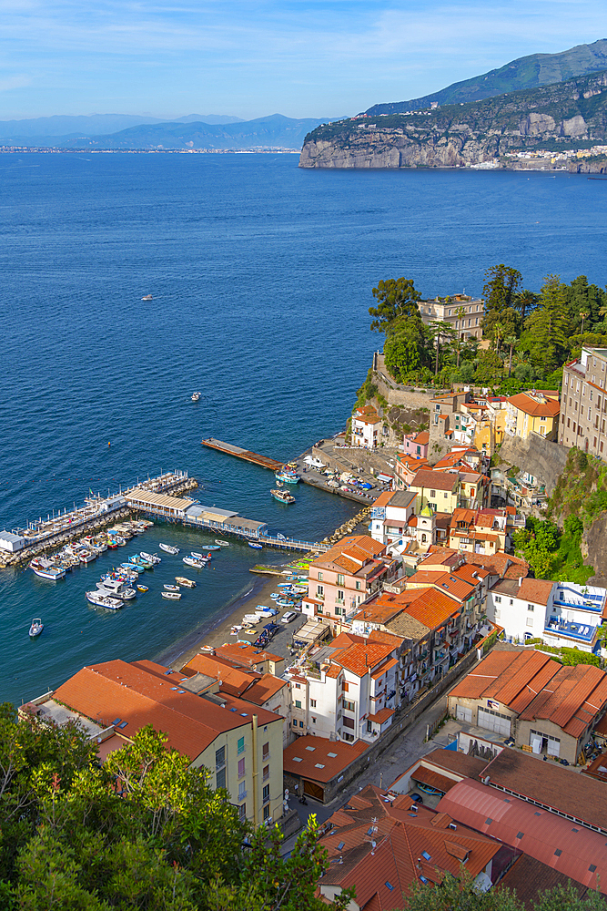 View of Sorrento harbour and Bay of Naples, Sorrento, Campania, Italy, Mediterranean, Europe