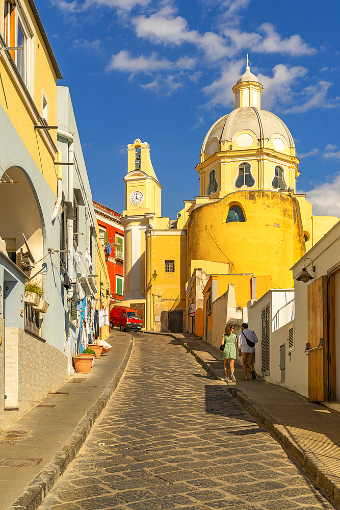 View of Church of Santa Maria delle Grazie, Procida, Phlegraean Islands, Gulf of Naples, Campania, Southern Italy, Italy, Europe