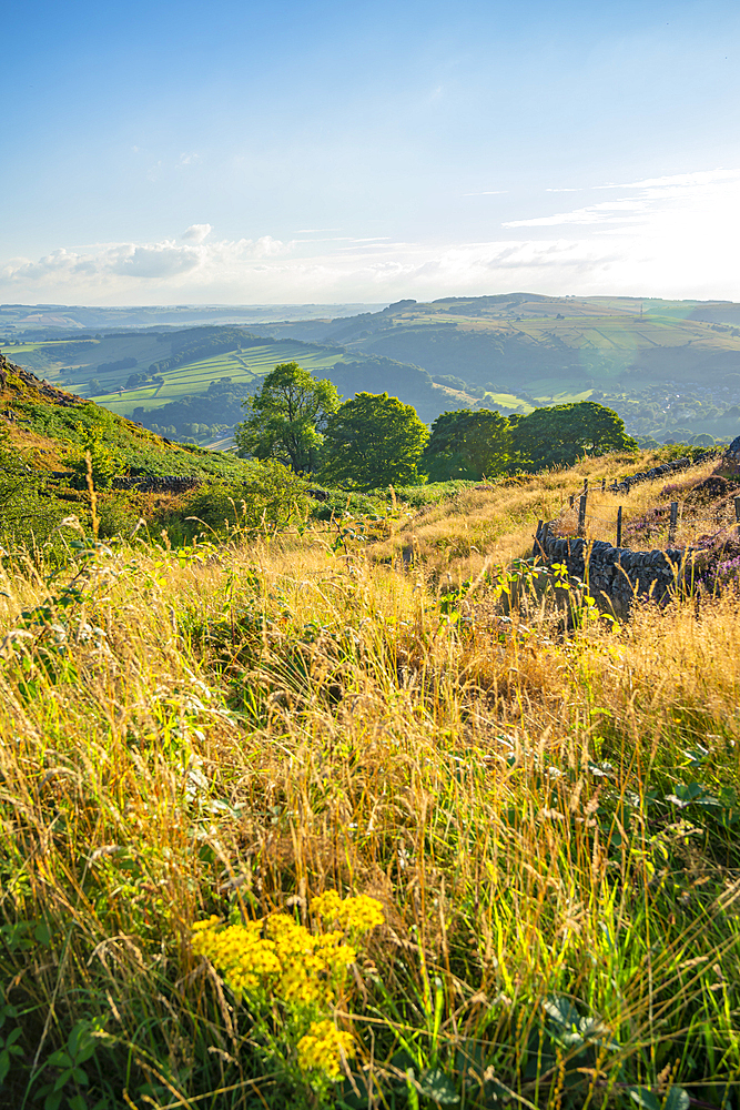 View of Landsacpe from Curbar Edge, Peak District National Park, Baslow, Derbyshire, England, United Kingdom, Europe