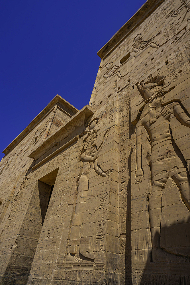 View of Temple at Philae on a sunny day, Aswan, Nubia, Egypt, North Africa, Africa