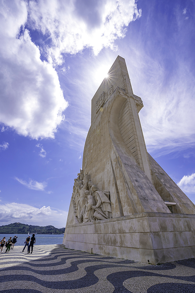 View of Monument to the Discoveries (Padrão dos Descobrimentos) on a sunny day, Lisbon, Portugal, Europe