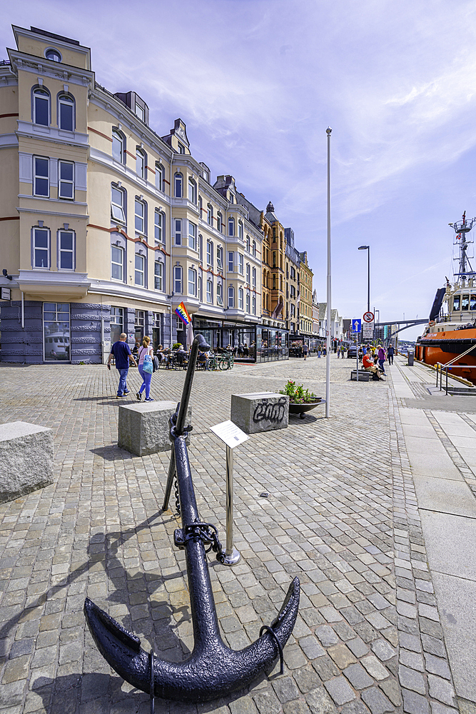 View of waterside architecture in Haugesund on a sunny day, Haugesund, Rogaland County, Norway, Scandinavia, Europe