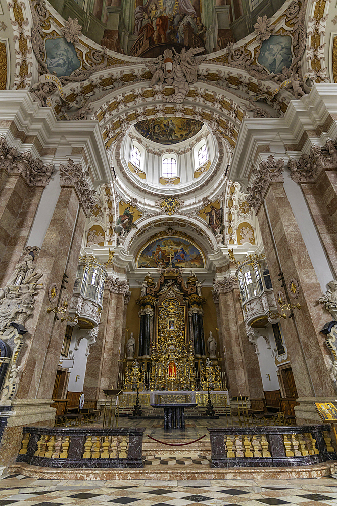 View of interior of St. Jakob Cathedral, Innsbruck, Tyrol Region, Austria, Europe