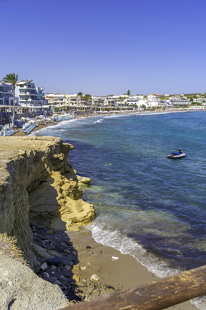 View of Palmowy Zakątek Beach, Limenas Chersonisou, Crete, Greek Islands, Greece, Europe