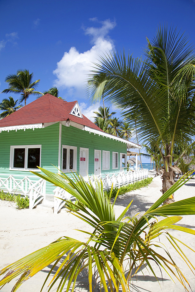 Beach hut, Bavaro Beach, Punta Cana, Dominican Republic, West Indies, Caribbean, Central America