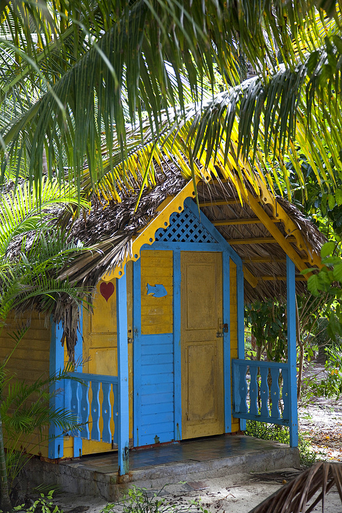 Colourful hut, Saona Island, Dominican Republic, West Indies, Caribbean, Central America