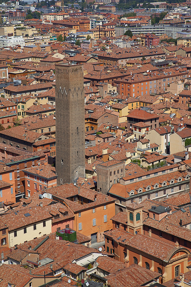 View from the Two Towers of Piazza di Porta Ravegnana, Bologna, Emilia Romagna, Italy, Europe