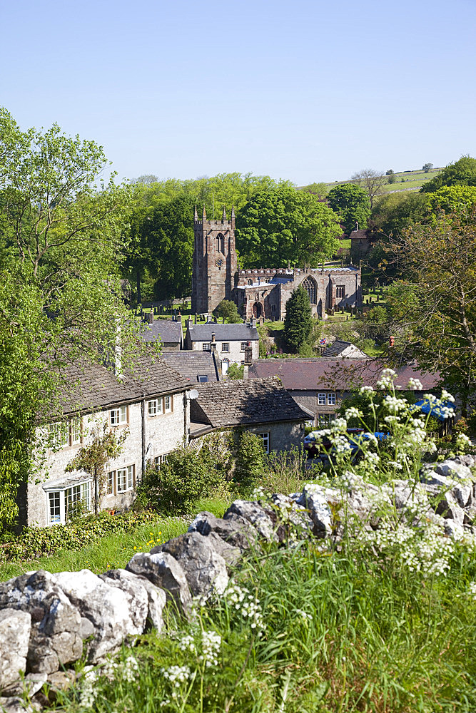Hartington Village and church, Peak District, Derbyshire, England, United Kingdom, Europe