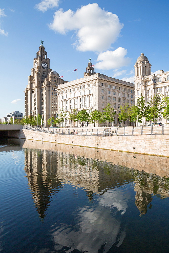 Royal Liver Building, Cunard Building and Port of Liverpool Building, Liverpool, Merseyside, England, United Kingdom, Europe