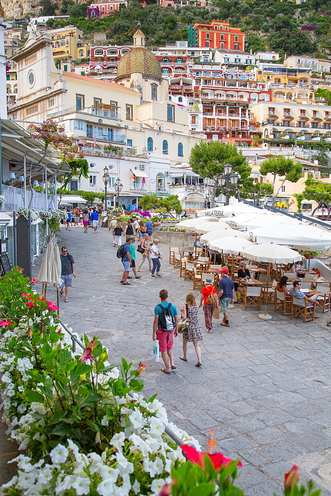 Restaurants on Via Marina Grande, Positano, Province of Salerno, Costiera Amalfitana (Amalfi Coast), UNESCO World Heritage Site, Campania, Italy, Europe