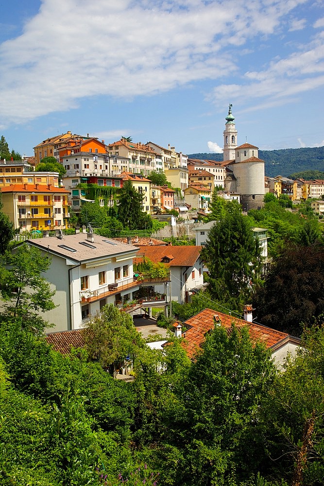 View of town and Duomo of San Martino, Belluno, Province of Belluno, Veneto, Italy, Europe