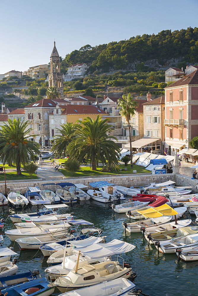 View of Hvar Harbour, Hvar Island, Dalmatia, Croatia, Europe