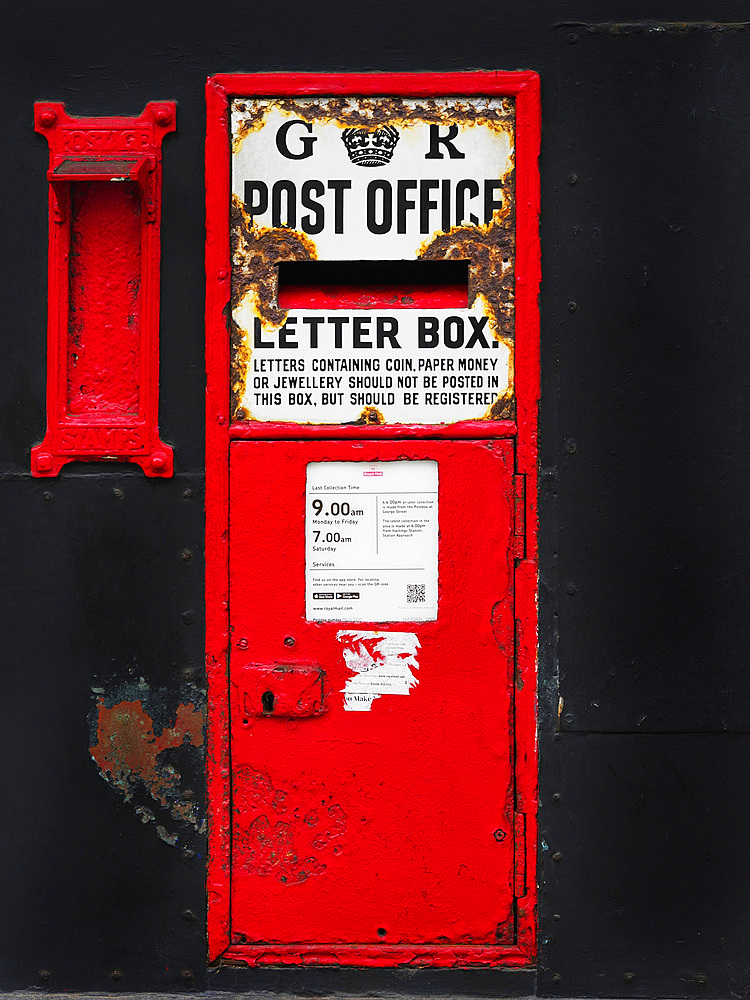 Post Box on the High Street in the Old Town Hastings East Sussex