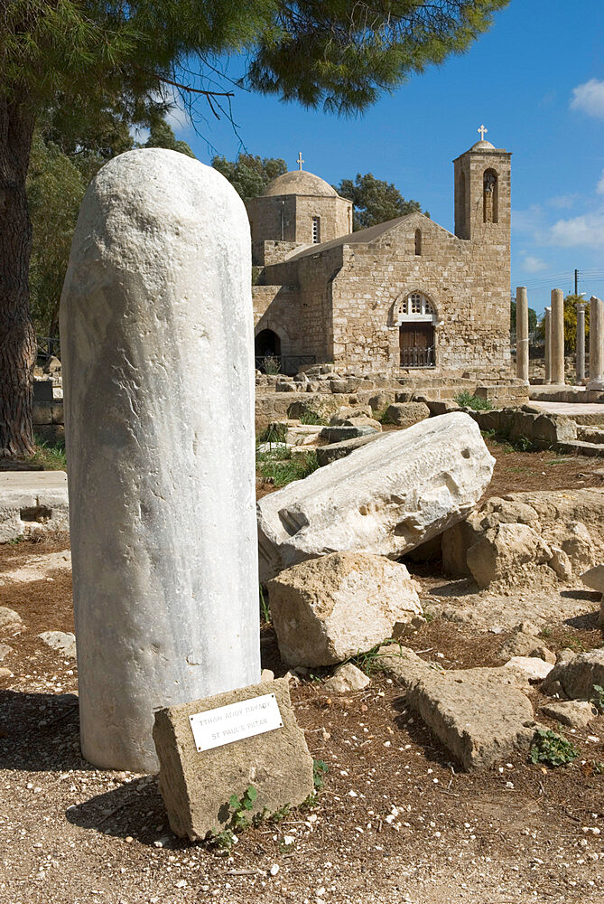 St. Paul`s Pillar and Agia Kyriaki, Paphos, UNESCO World Heritage Site, Cyprus, Europe