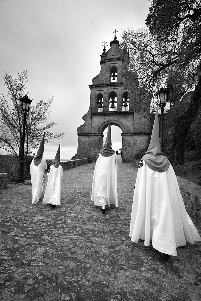 Penitents during Semana Santa (Holy Week), Aracena, Huelva, Andalucia, Spain, Europe