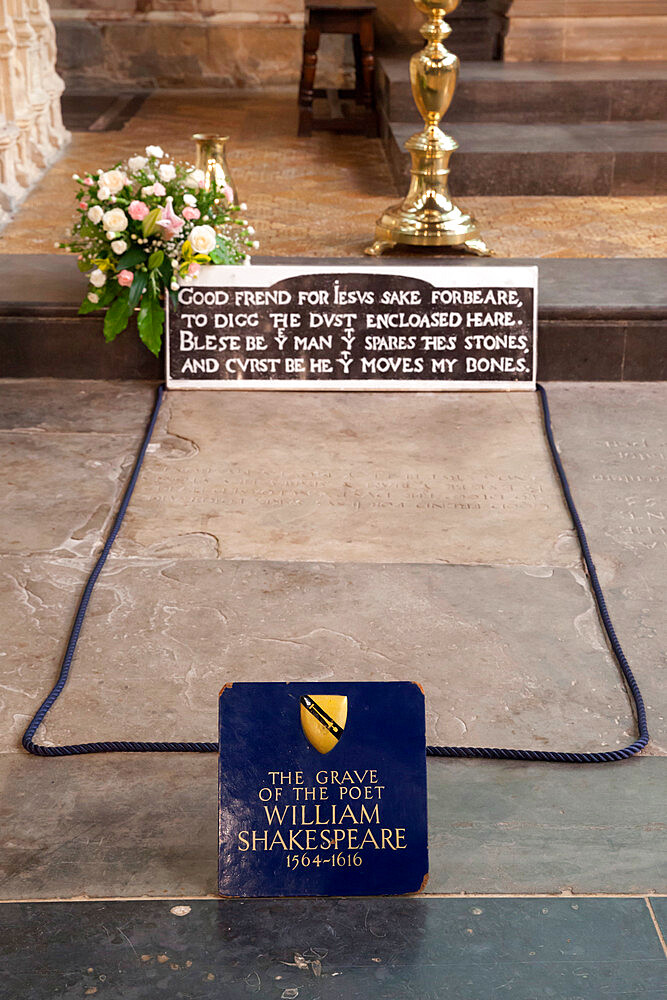 Shakespeare's Grave, Holy Trinity Church, Stratford-upon-Avon, Warwickshire, England, United Kingdom, Europe