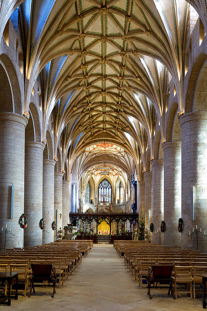 Nave of Tewkesbury Abbey (Abbey Church of St. Mary the Virgin), Tewkesbury, Gloucestershire, England, United Kingdom, Europe