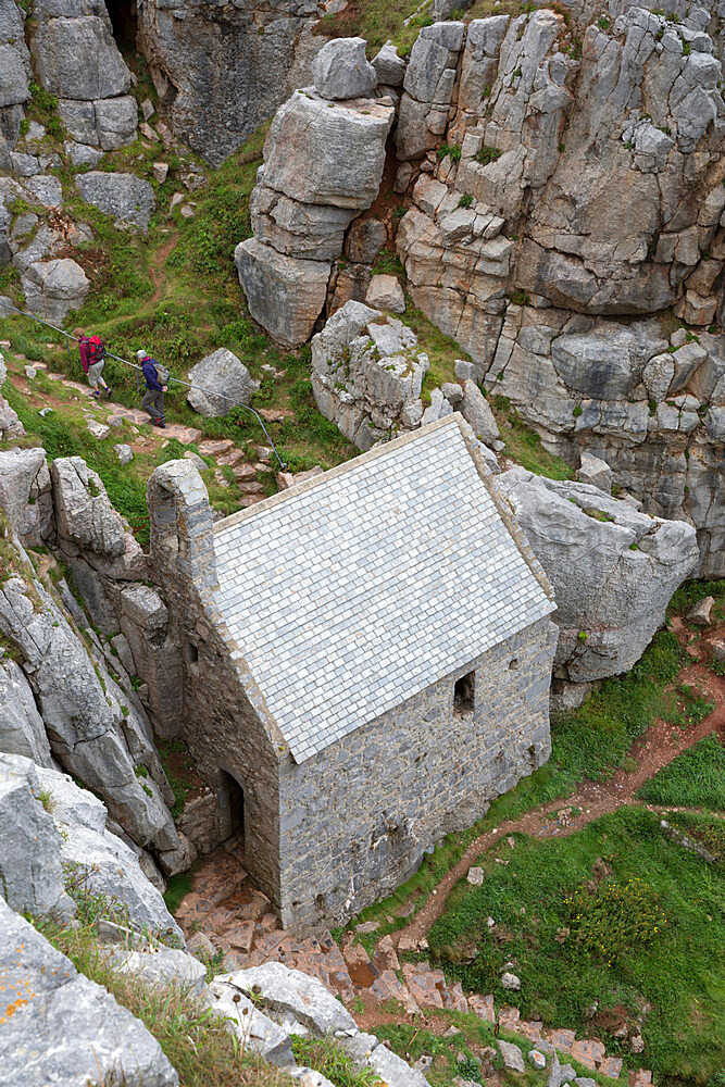 St. Govan's Chapel, St. Govan's Head, near Pembroke, Pembrokeshire, Wales, United Kingdom, Europe