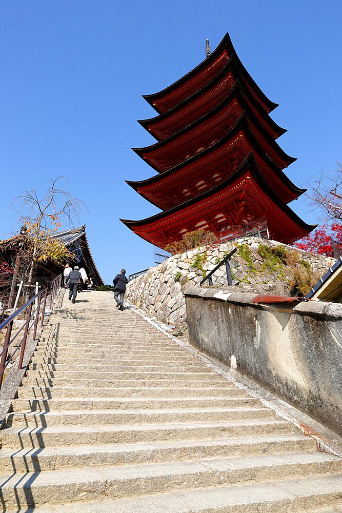 Five-Storey Pagoda(Gojunoto), UNESCO World Heritage Site, Miyajima Island, Western Honshu, Japan, Asia