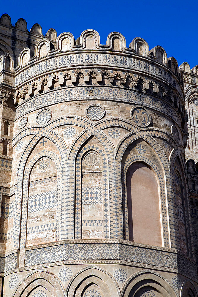 Detail of exterior of the Norman Cattedrale (cathedral), Palermo, Sicily, Italy, Europe