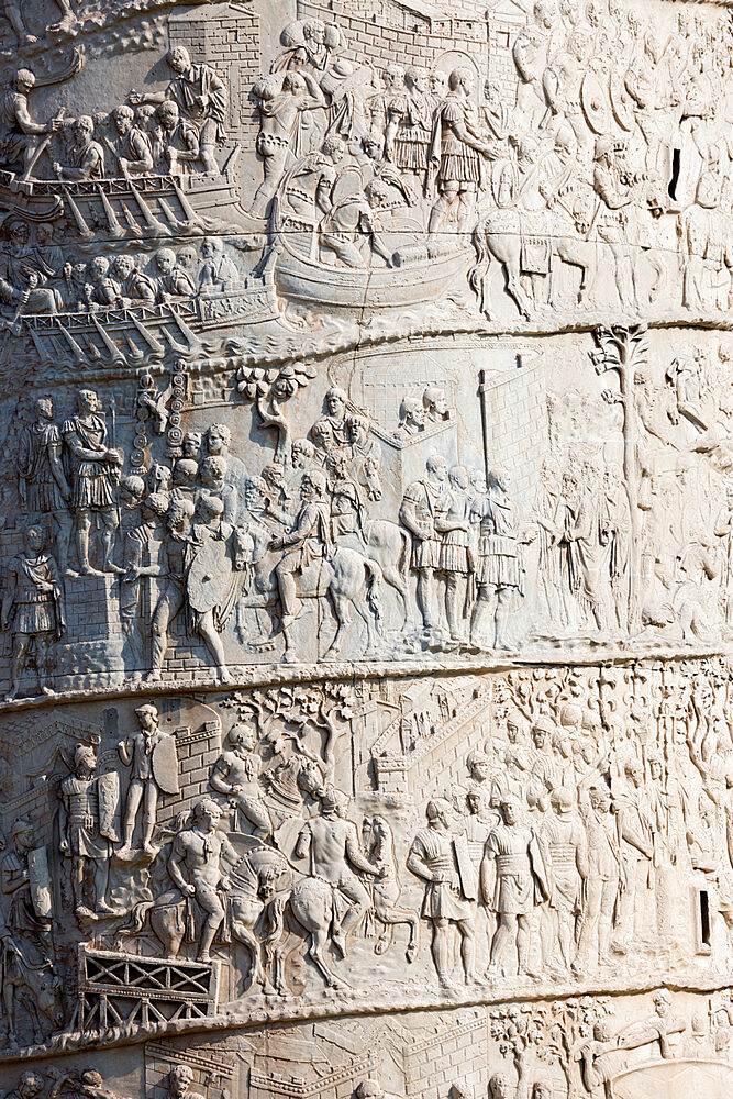 Detail from the Column of Trajan, Trajan Forum (Foro Traiano), UNESCO World Heritage Site, Rome, Lazio, Italy, Europe