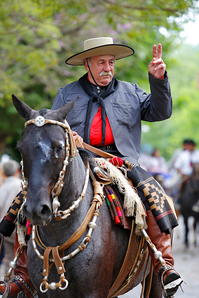 Gaucho parade on the Day of Tradition, San Antonio de Areco, La Pampa, Argentina, South America