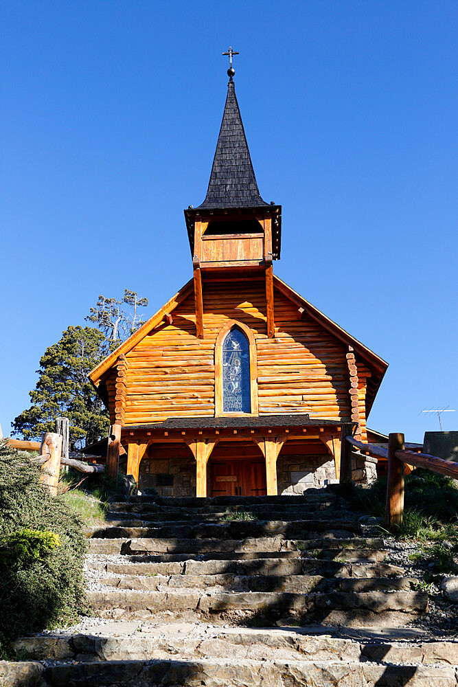 Parroquia San Eduardo, Puerto Panuelo, near Bariloche, Nahuel Huapi National Park, Lake District, Argentina, South America