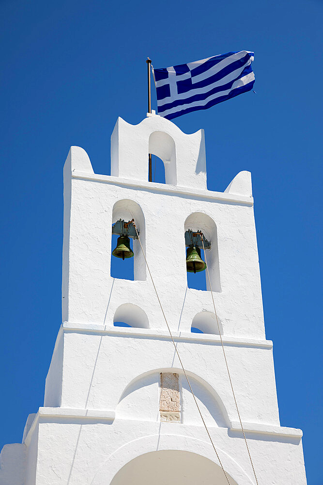 Bell tower of Chrisopigi Monastery, Chrisopigi, Sifnos, Cyclades, Aegean Sea, Greek Islands, Greece, Europe