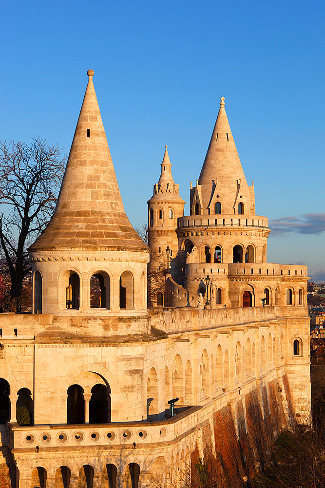 Turrets of Fishermen's Bastion (Halaszbastya), Buda, Budapest, Hungary, Europe