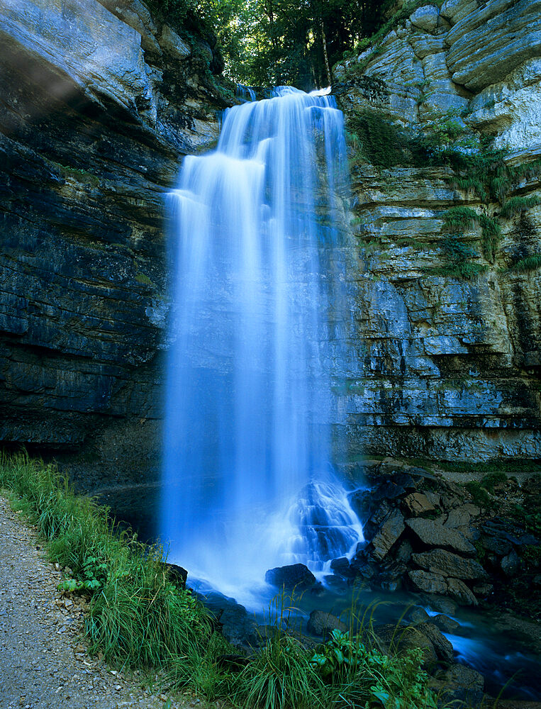 Grand Saut waterfall, Cascades du Herisson, near Clairvaux Les Lacs, Jura, Franche Comte, France, Europe