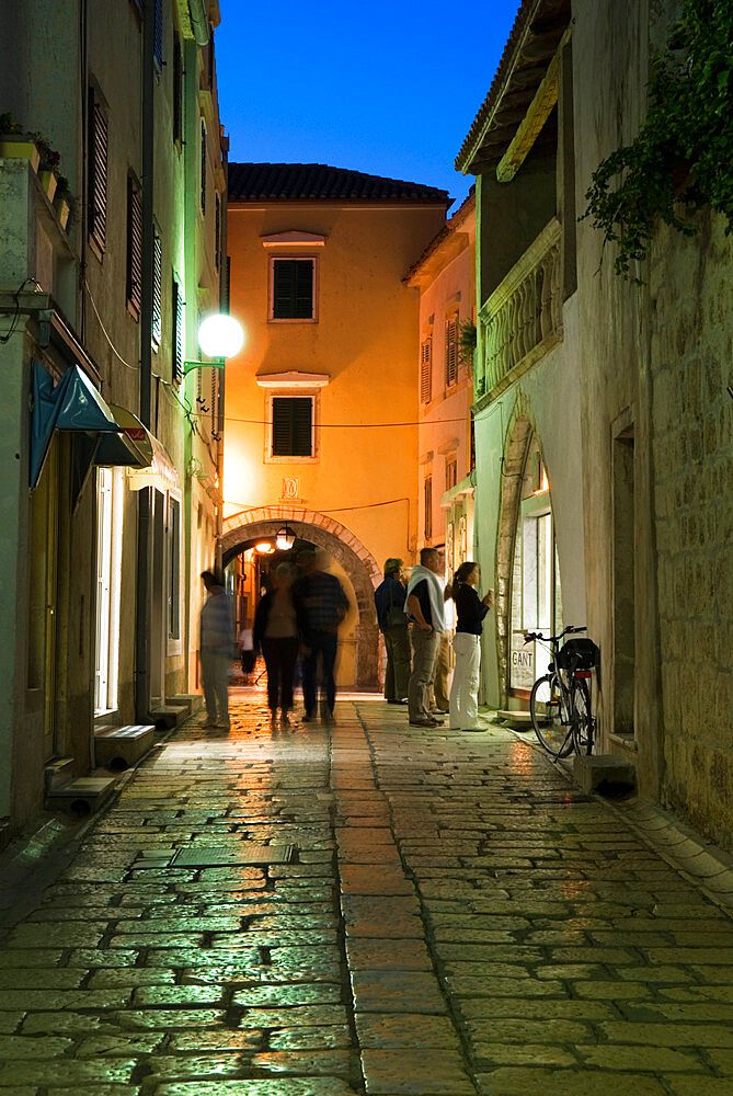 Cobbled street in old town, Rab Town, Rab Island, Kvarner Gulf, Croatia, Europe