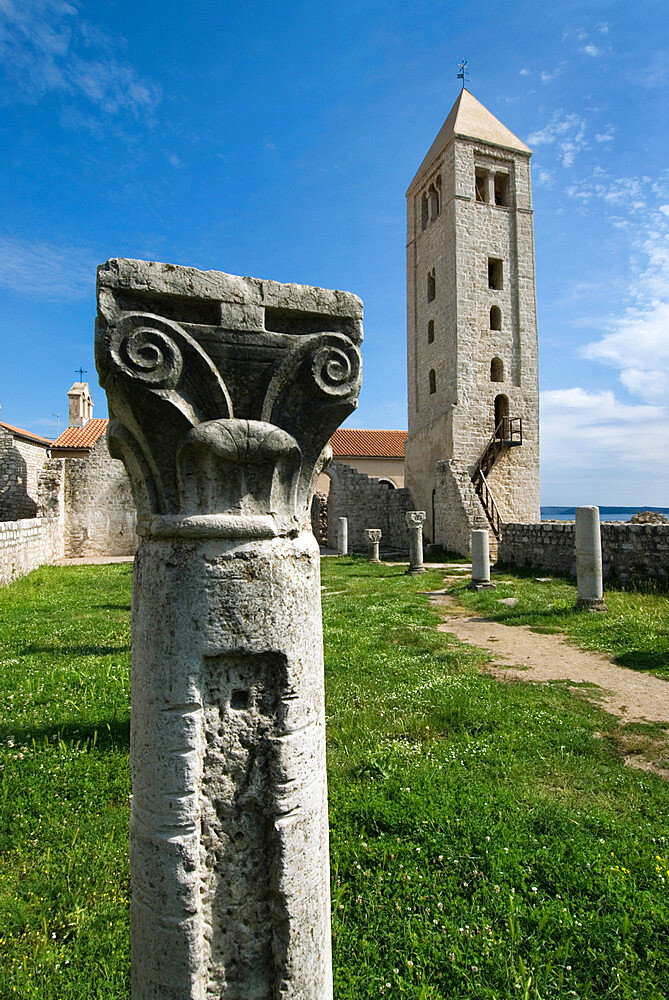 Ruins of Basilica of St. John the Evangelist, Rab Town, Rab Island, Kvarner Gulf, Croatia, Europe