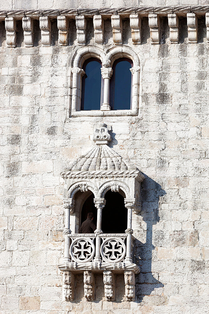 Balcony of Torre de Belem, UNESCO World Heritage Site, Belem, Lisbon, Portugal, Europe