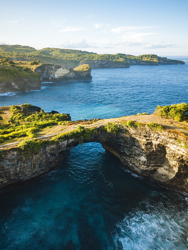 Aerial view of Broken Beach, Klungkung, Nusa Penida, Bali, Indonesia, Southeast Asia, Asia