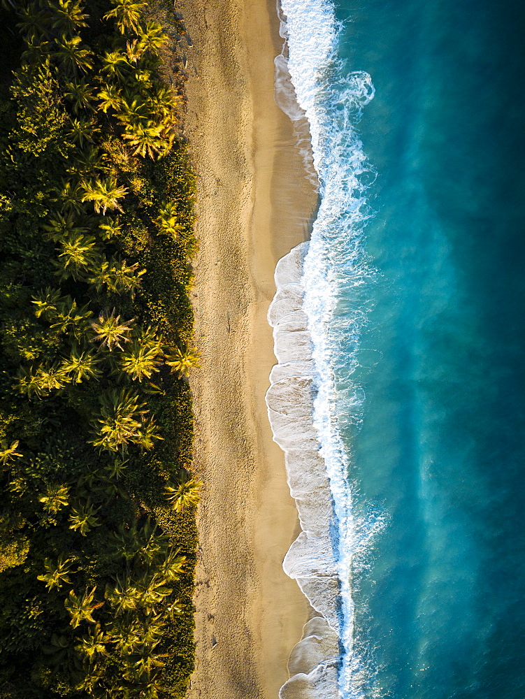 Aerial view by drone of Playa los Angeles, Magdalena Department, Caribbean, Colombia, South America