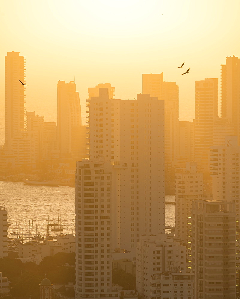 View from Convento de Santa Cruz de la Popa of Cartagena at sunset, Cartagena, Bolivar Department, Colombia, South America