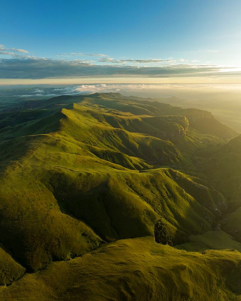 Dawn light in Drakensberg Mountains, Royal Natal National Park, KwaZulu-Natal Province, South Africa