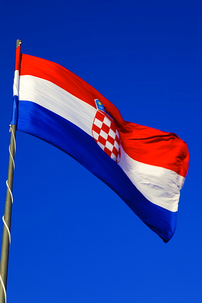 Close-up of the flag of Croatia, Europe