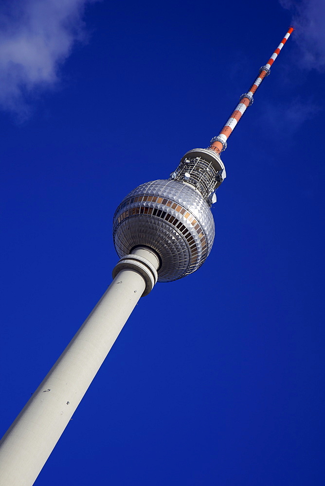 Television tower (TV) with blue sky, Berlin, Germany, Europe 