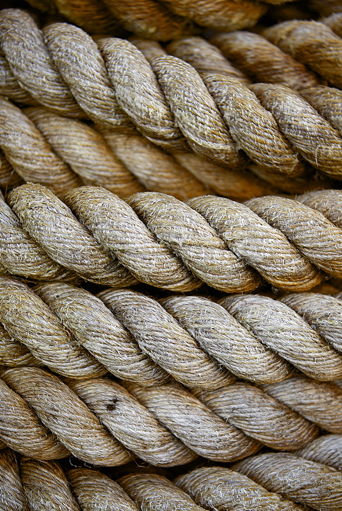 Close up of ship's ropes on the SS Great Britain, Bristol, England, United Kingdom, Europe