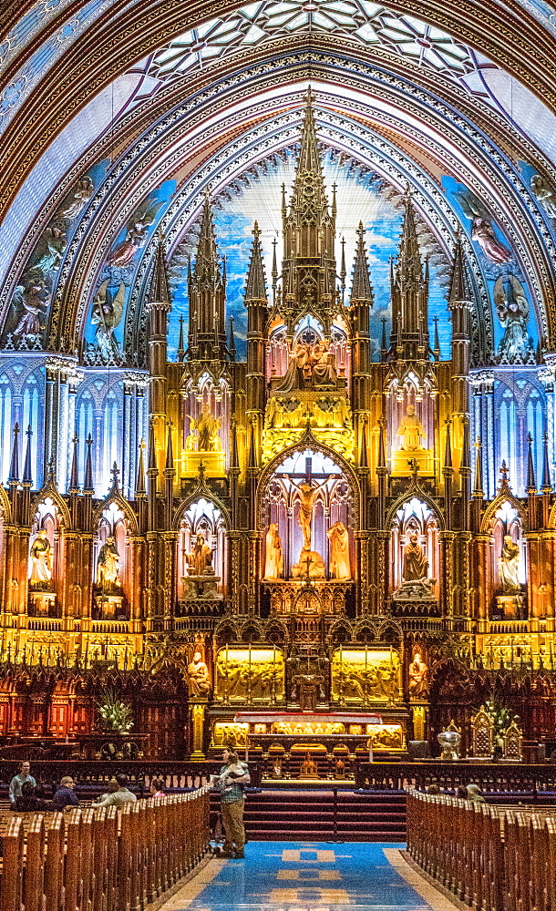 Notre-Dame Basilica Interior, Montreal, Quebec, Canada, North America