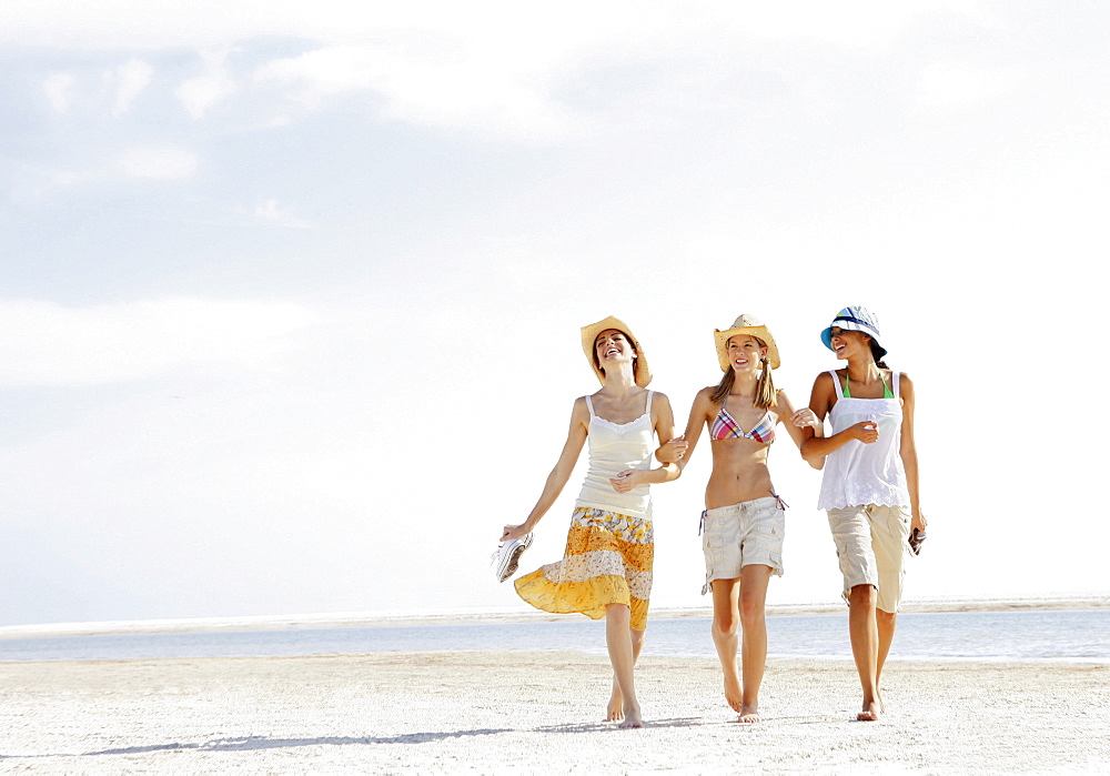 Friends walking in beach