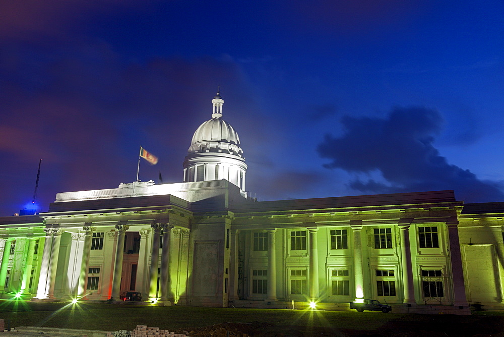 Illuminated town hall, Colombo, Sri Lanka