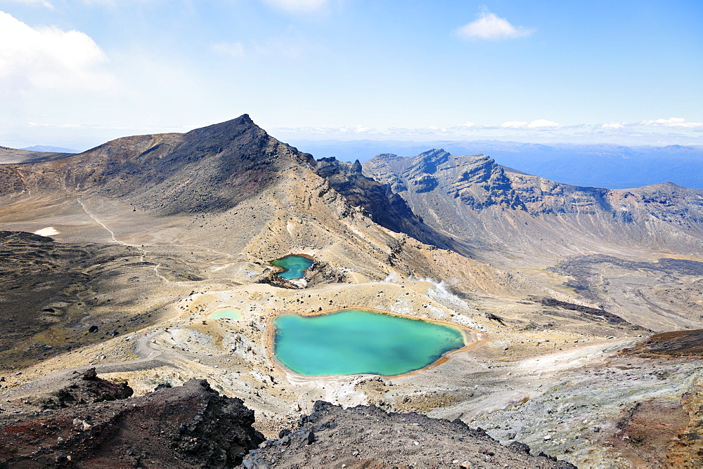 Volcanic landscape with lake, New Zealand