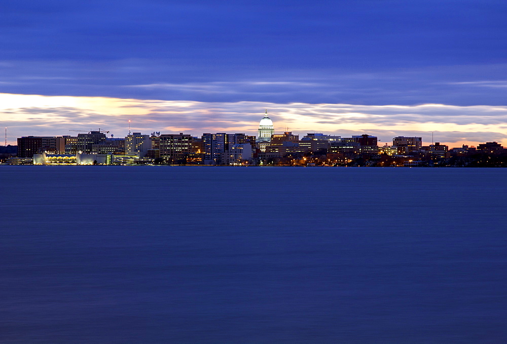 City skyline at sunset, Madison, Wisconsin
