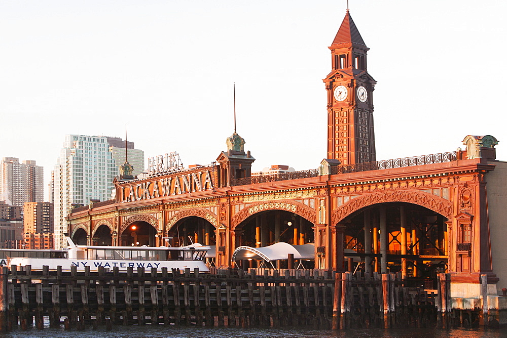View of old railroad station, USA, New Jersey, Hoboken