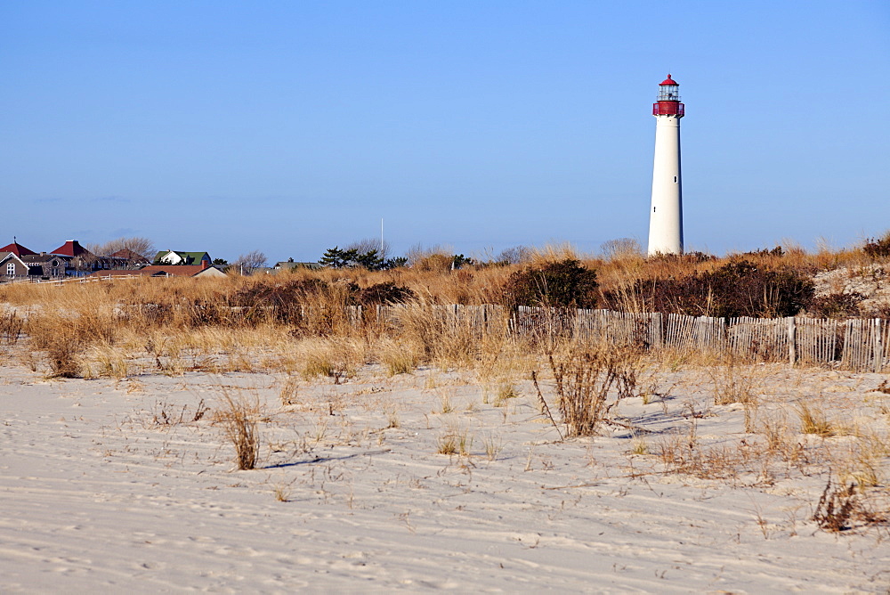 Lighthouse on beach, New Jersey