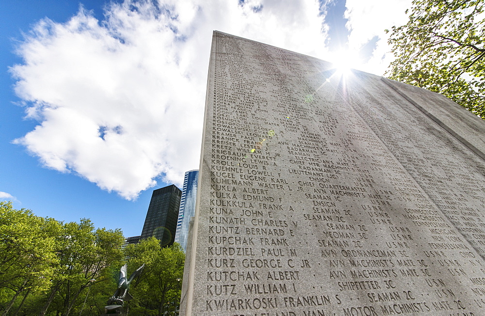 USA, New York State, New York City, Battery Park, Monument to Soldiers and Sailors lost at Sea in WWII, USA, New York City