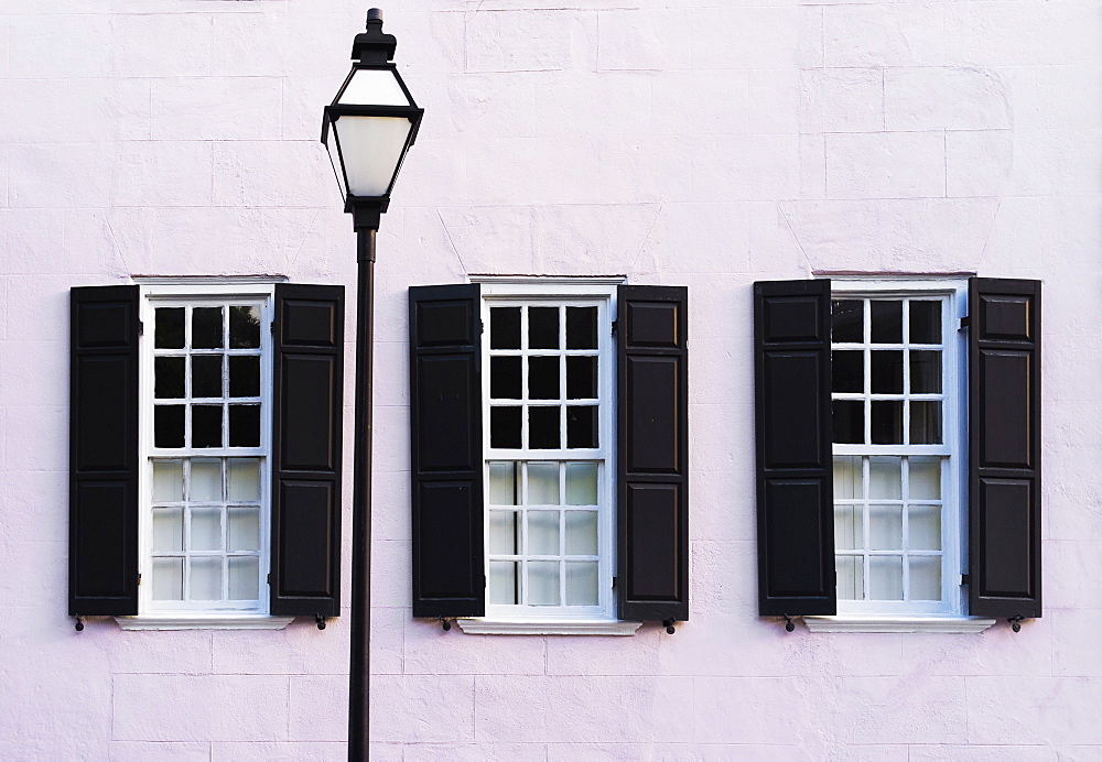 USA, South Carolina, Charleston, Detail of house with window shutters