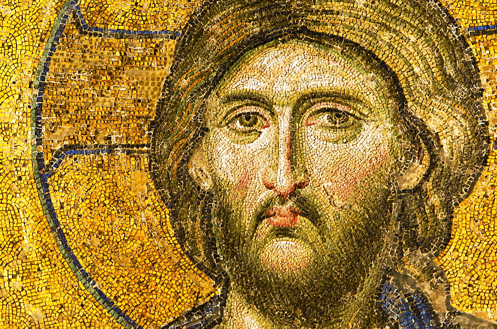 Turkey, Istanbul, Mosaic of Christ Pantocrator in Haghia Sophia Mosque